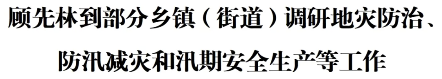 顾先林到部分乡镇（街道）调研地灾防治、防汛减灾和汛期安全生产等工作(图1)