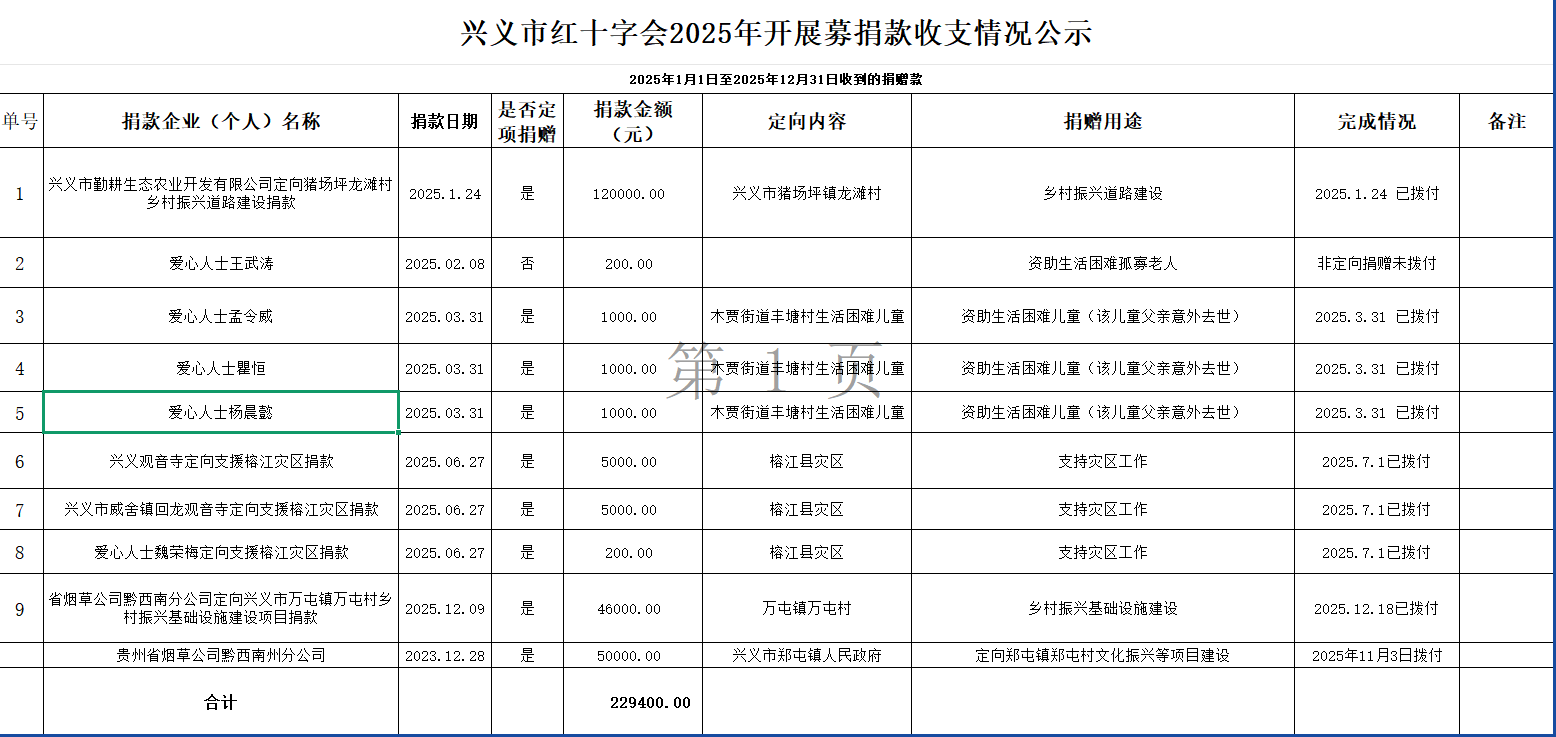 兴义市红十字会2025年度募捐款物收支公示(图2)