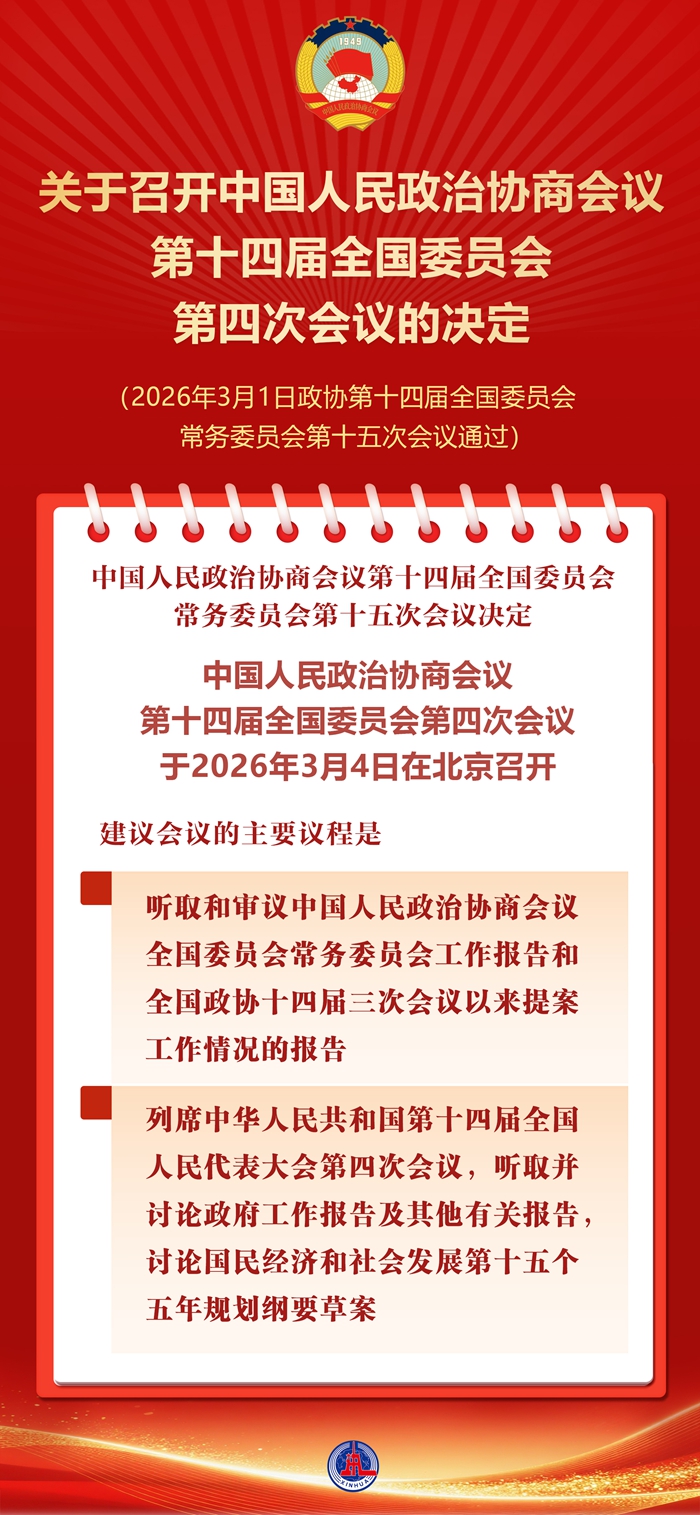 关于召开中国人民政治协商会议第十四届全国委员会第四次会议的决定(图1)