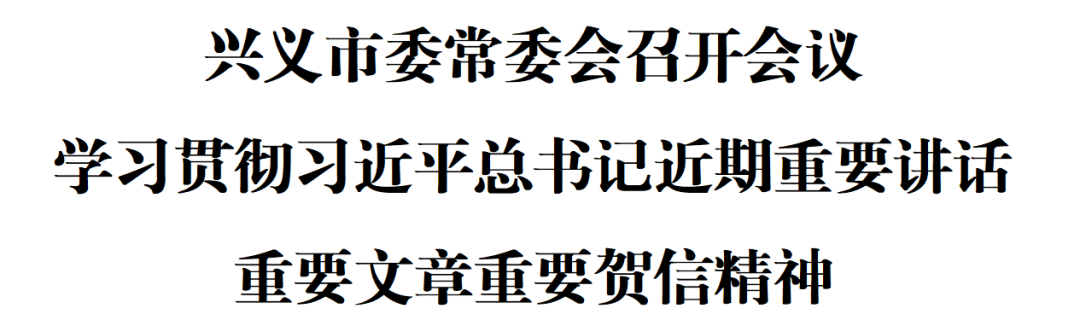 兴义市委常委会召开会议 学习贯彻习近平总书记近期重要讲话重要文章重要贺信精神(图1)