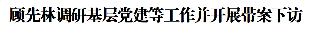 顾先林调研基层党建等工作并开展带案下访(图1) 顾先林调研基层党建等工作并开展带案下访(图1)